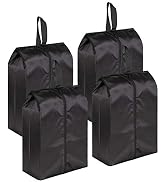 MISSLO Portable Nylon Travel Shoe Bags with Zipper Closure (Pack 4, Black)