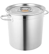 35L/30Qt Stainless Steel Stockpot, Kitchen Soup Big Cooking, Commercial Heavy Duty Canning Pot St...