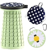 ALEVMOOM Upgraded Telescoping Collapsible Stool with Cushion, Folding Stool with Printing Portabl...