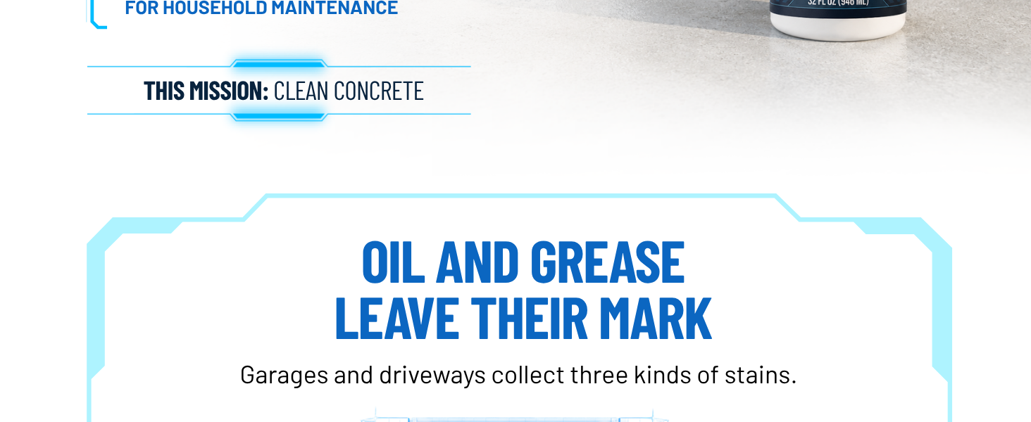 Concrete oil stain remover for garage floors driveways patios and workshop concrete slabs