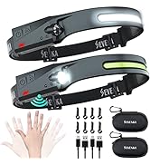 2Rechargeable Headlamp Flashlight with Carrying Case, SEVENKA Bright LED Head Lamp Outdoor, Wide ...