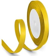 HimBen 3/8 Inch 25 Yards Satin Ribbon Yellow, Solid Color Fabric Ribbon for Gift Wrapping, Weddin...