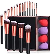 JPNK Rose Gold Makeup Brush Set,Blender Sponge Premium Synthetic Foundation Powder Blush Conceale...