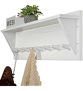 WEBI Coat Rack Wall Mount with Shelf,8 Peg Hooks,34" Long Entryway Shelf with Hooks Underneath fo...