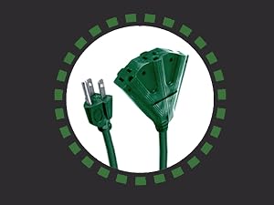 Green Extension Cord with 3 Electrical Power Outlets