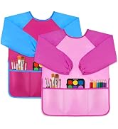 DaiUni 2 Pack Kids Art Smock, Toddler Paint Smock Painting Apron, Artist Smock for Kids 2-6 With ...