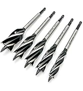 CORTOOL Auger Drill Bit for Wood,1/2", 5/8", 3/4" and 1" Inch Size with Quick Change Hex Shank 5-...