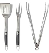 Heavy Duty Grilling Accessories Grill Tool Set 3-Piece Stainless Steel BBQ Utensils with Heat-Res...