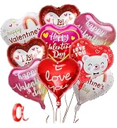 GYIPFIPA Valentine's Day Balloons, 18 Pcs Heart Shaped I Love You Balloons, Valentine's Day Roman...