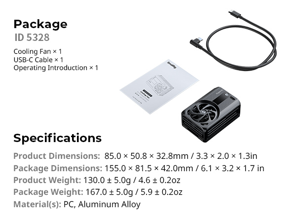 camera cooling fan with battery 5328