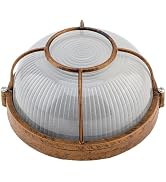 RTNLIT 7inch Sauna Light, Nautical Bulkhead Light Fixture, Antique Copper Outdoor Wall Light Fixt...