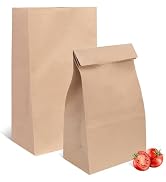 Piopiocoing 50 Pcs 12 Lb 13 x 7 x 4.5" Brown Paper Lunch Bags, Large Durable Paper Bags Bulk for ...