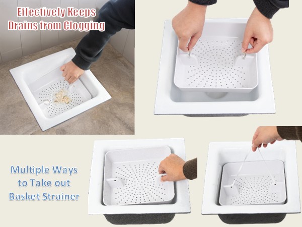 ABS Plastic Floor Sink Drain Strainer Drop-In Sink Drain Basket Drain Cover, Catch Food Particles