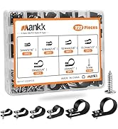 mankk 222PCS Cable Clips Wire Clips Assortment Kit Nylon Plastic R-Type Cable Clamps 6 Sizes (3/1...
