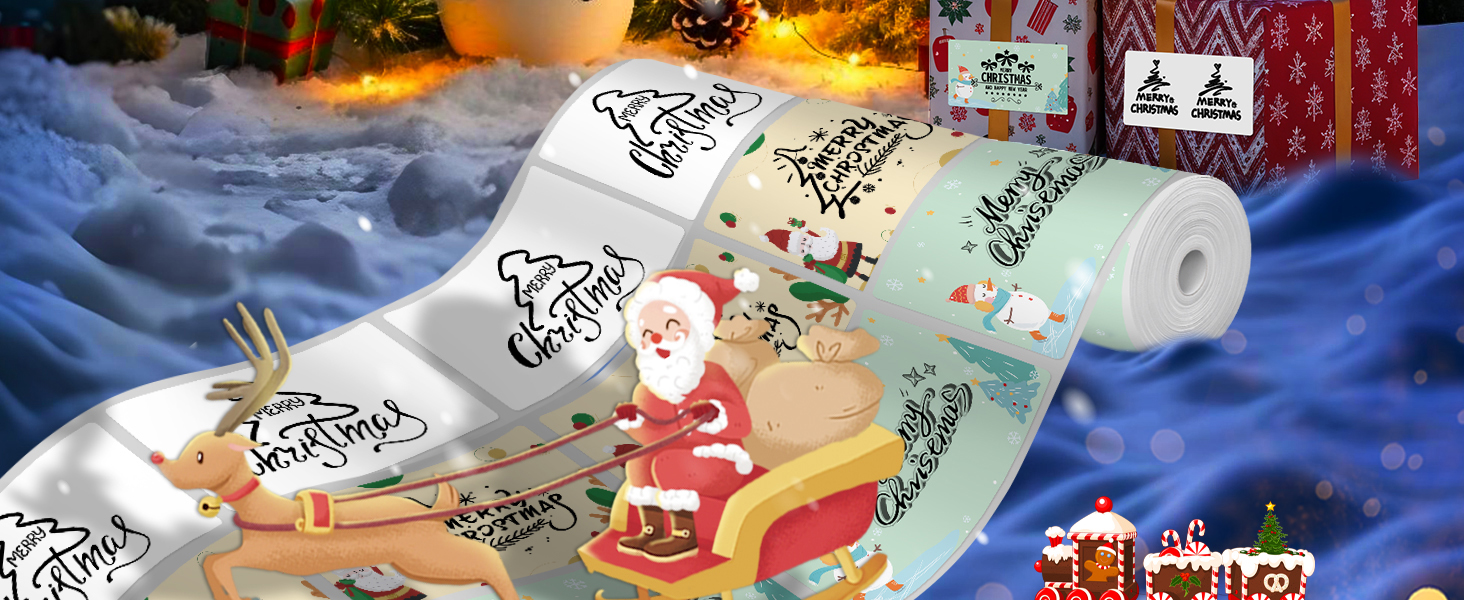 phomemo M110 Labels Christmas Gift Tags Stickers Adhesive Christmas Santa Presents Labels