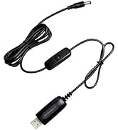 Venluna 5V to 12V Step Up Converter Cable, 4.92ft USB to DC 5.5x2.1mm Jack 12V Adapter with On/Of...