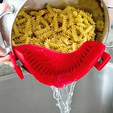 Arlig Clip On Pasta Strainer with noodles