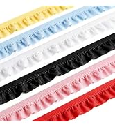 ZNZAKKA 12 Yards Elastic Ruffle Lace Trim 0.6 Inch Stretch Frilly Ribbon for Baby Clothes, Doll D...