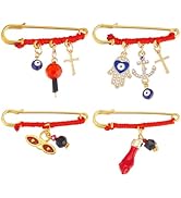 PH PandaHall 4 Styles Evil Eye Brooches with Red String Rhinestone Blue Eye Brooch, Red Lucky Eye...