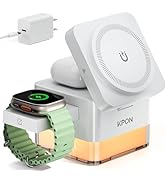 KPON for iPhone Nightstand Charging Station,15W 3 in 1 Wireless Phone Charger Stand with Night La...
