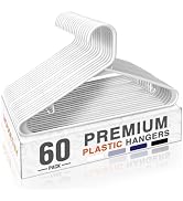 HOUSE DAY White Plastic Hangers 60 Pack, Clothes Hangers with Non Slip Hooks, Durable & Space Sav...