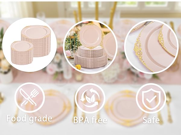Pink plastic plates