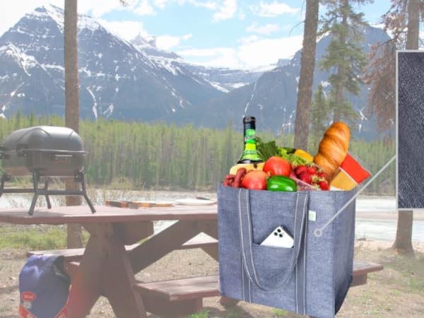 tote bag, zipper, baggu, reusable grocery, canva, waterproof, large, shopping, cart, holder, pocket