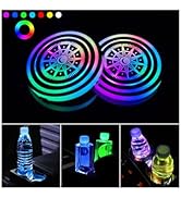 Led Cup Holder Lights for Car,2 PCS 7 Colors Changing Led Car Coasters,USB Charging Car Atmospher...