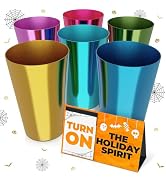 Reusable Aluminum Cups 15 oz Set of 6, Metal Cups for Drinking, Colorful Metal Tumblers, Drinking...