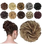 FESHFEN Messy Bun Hair Piece, Messy Hair Bun Scrunchies for Women Brown and Blonde Synthetic Wavy...