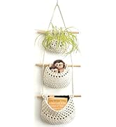 AARAINBOW Wall Hanging Cotton Baskets, Large Hanging Baskets 3 Tier Decorative Hanging Baskets fo...