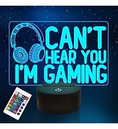 YuanDian Can't Hear You I'm Gaming Night Light, Headset Graphic Video Games Gamer Gift Funny 3D I...