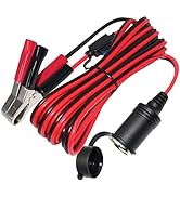SPARKING 12FT 12V Female Car Cigarette Lighter Socket Extension Cord with Battery Alligator Clips...