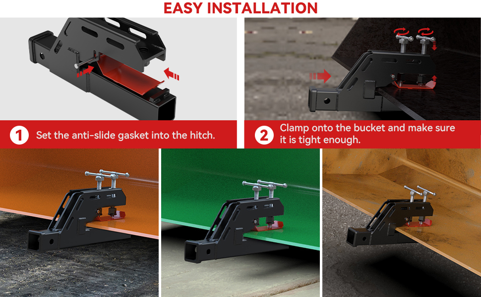 Tractor Bucket Hitch Non-Slip Trailer Adapter Mount for Tractor Bucket Kubota Deere Bobcat