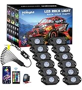 Nilight RGB LED Rock Lights Kit 12 Pods Underglow Multicolor Neon Light Pod with Remote & Bluetoo...