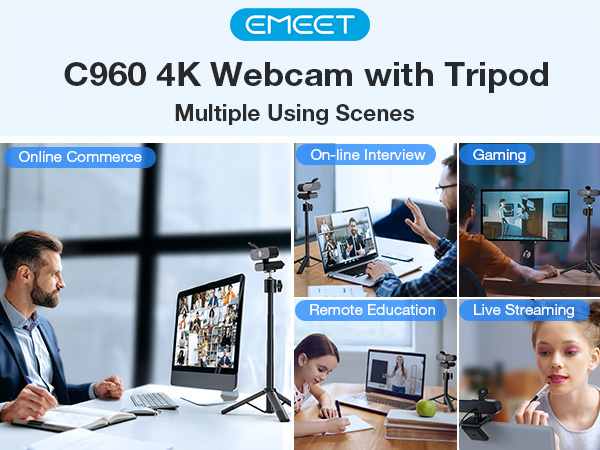 EMEET 4K webcam for multiple using scenes