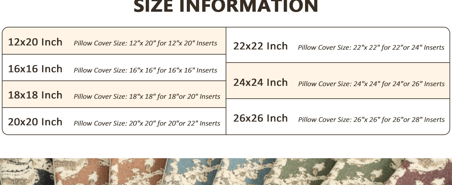 throw pillow size chart for perfect fit