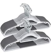 Plastic Hangers 50 Pack Heavy Duty Dry Wet Clothes Hangers with Non-Slip Pads Space Saving 0.2" T...