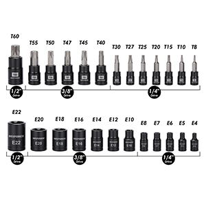 25 Piece Torx Bit Socket and Female External Socket Set,
