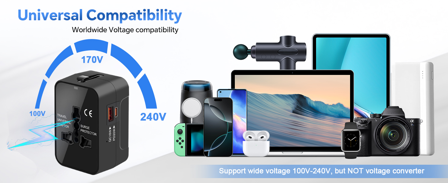 Dual USB ports for faster charging 3A, adapter can charge 3 devices simultaneously.