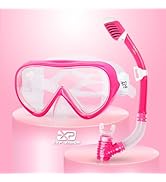 Kids Snorkel Set, Child Diving Mask Anti-Fog Swim Goggles and Dry Snorkel Children Snorkeling Gea...