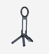 Multiple views of a black Y-shaped device mount or holder shown from different angles against white background.