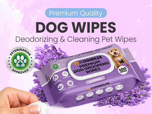 Dog wipes for grooming dirty paws and coat