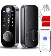 Ulecoce DL08 Fingerprint Smart Deadbolt with App Control, Mate Black | 5-in-1 Smart Deadbolt with...