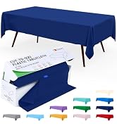 Smiry 54 Inch x 100 Feet Disposable Table Cover Roll, Navy Plastic Table Cloth in Cut-to-Size Box...