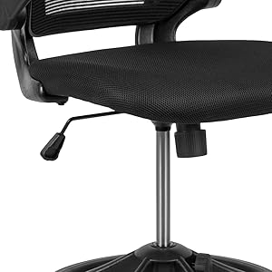 Mid-Back Black Mesh Ergonomic Drafting Chair with Adjustable Foot Ring and Flip-Up Arms