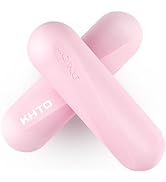 KHTO Silicone Dumbbell 2.2LB Hand Weight for Women Sets of 2-Pink Iron Dumbbells for home Gym Wor...