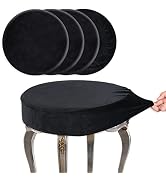 SINOSSO Round Vanity Bench Covers Set of 4, Dia.(13"- 15.5") Super Soft Velvet Stretch Washable B...