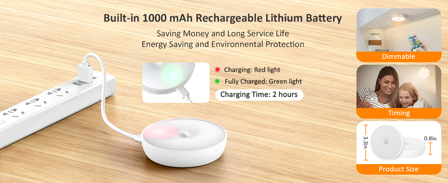USB Rechargeable LED Closet Lights Motion Sensor Puck Lights