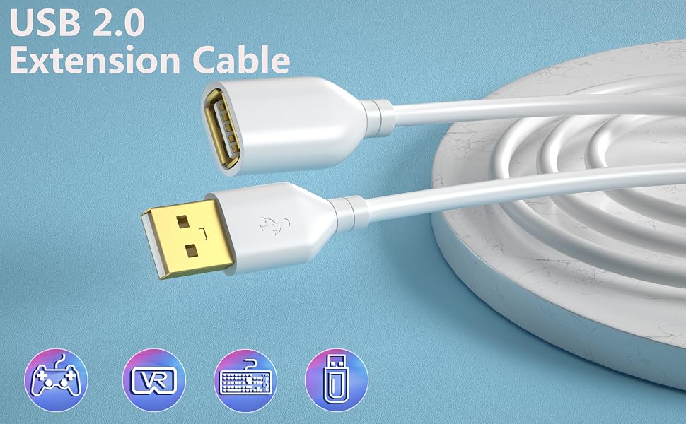 usb 2.0 extension cable white 2m